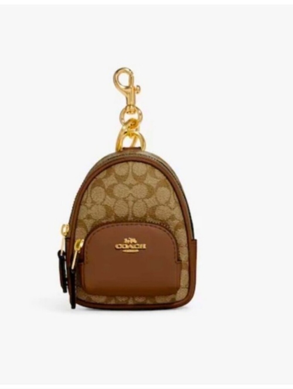 Coach Mini Backpack Bag Charm Brown Monogram Leather